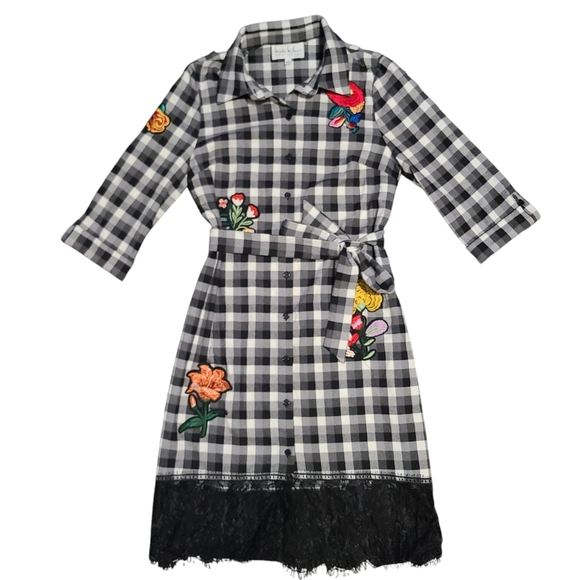 NICOLE MILLER checked flower dress 4 - Picture 8 of 9